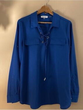 Calvin Klein Cobalt Blue Lace-Up Utility Tunic